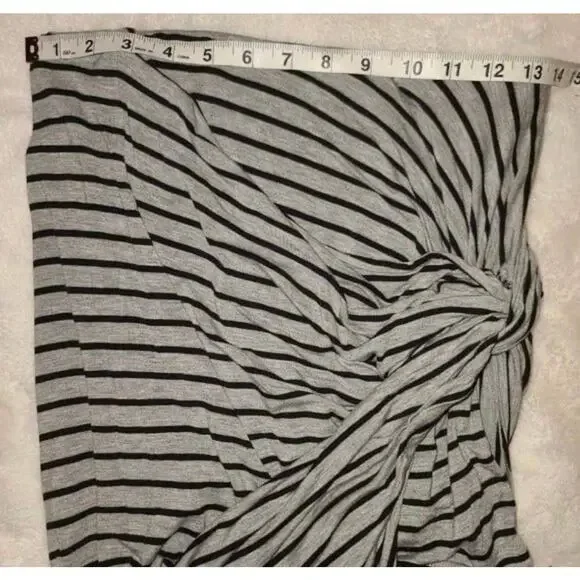 HYFVE Gray Black Striped Wrap Around Twist Front Mini Skirt Size Medium - Picture 9 of 10